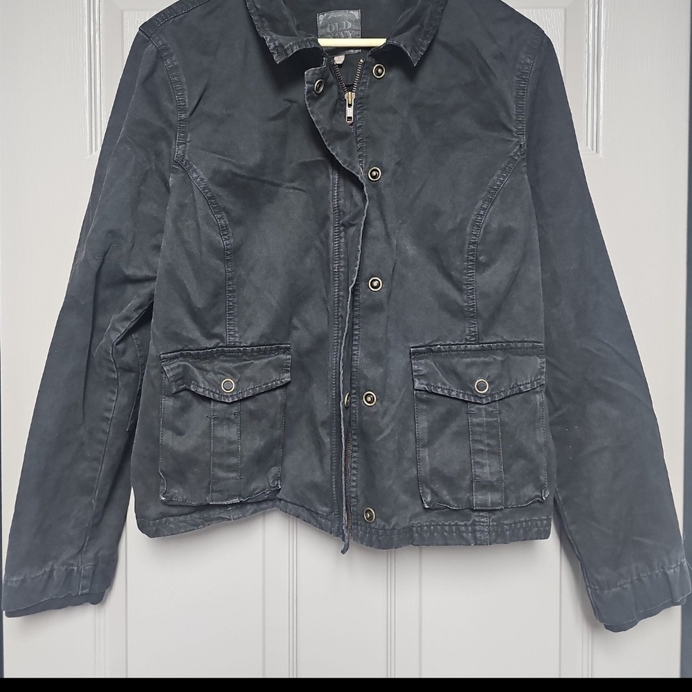 Old Navy Women's Black Utility Jacket Lightweight Casual XL